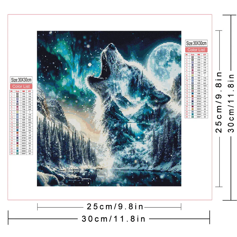 AZQSD Diamond Mosaic 5D Wolf Animal Forest Landscape Diamond Painting Aurora Tree Moon Handmade Unique Gift Handmade