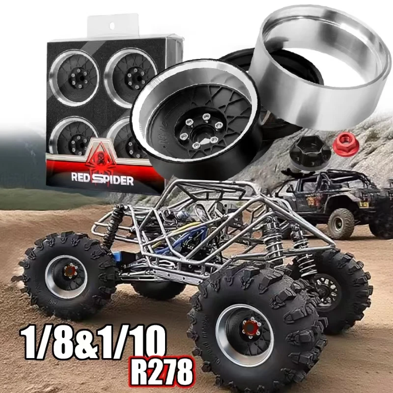 RED SPIDER Alloy 2.2" Beadlock 12MM Hex Negative Wheel Rim RC Hubs 4 шт. для RC Car Axial 1/10 MK07 Yeti Wraith RB10 Ryft scx10