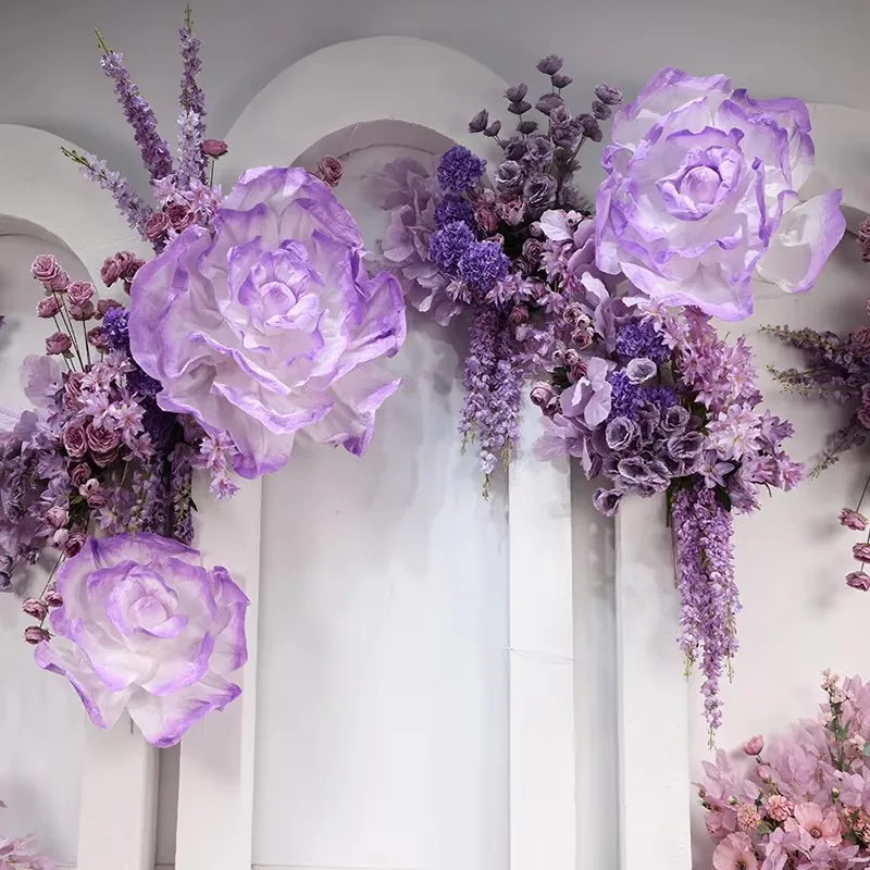 Decorative handmade event hot pink giant white pink paper flower wedding event background