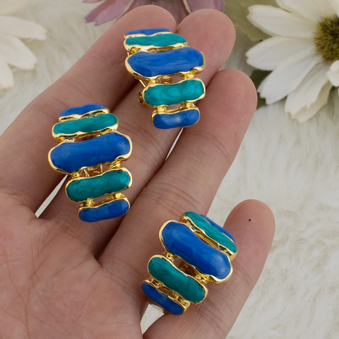 Dubai Metal Earrings Ring Set For Dopamine Color Gold Color Earring Adjustable Open Ring Female Fashion Jewelry Gift For Party