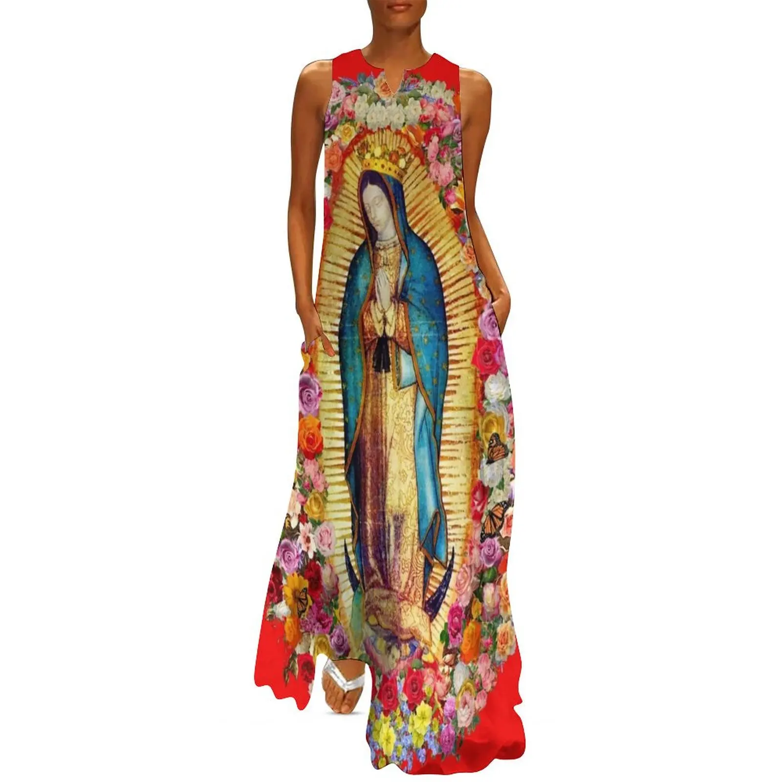 

Our Lady of Guadalupe Mexican Virgin Mary Saint Mexico Catholic Mask Long Dress Dress vintage Dress