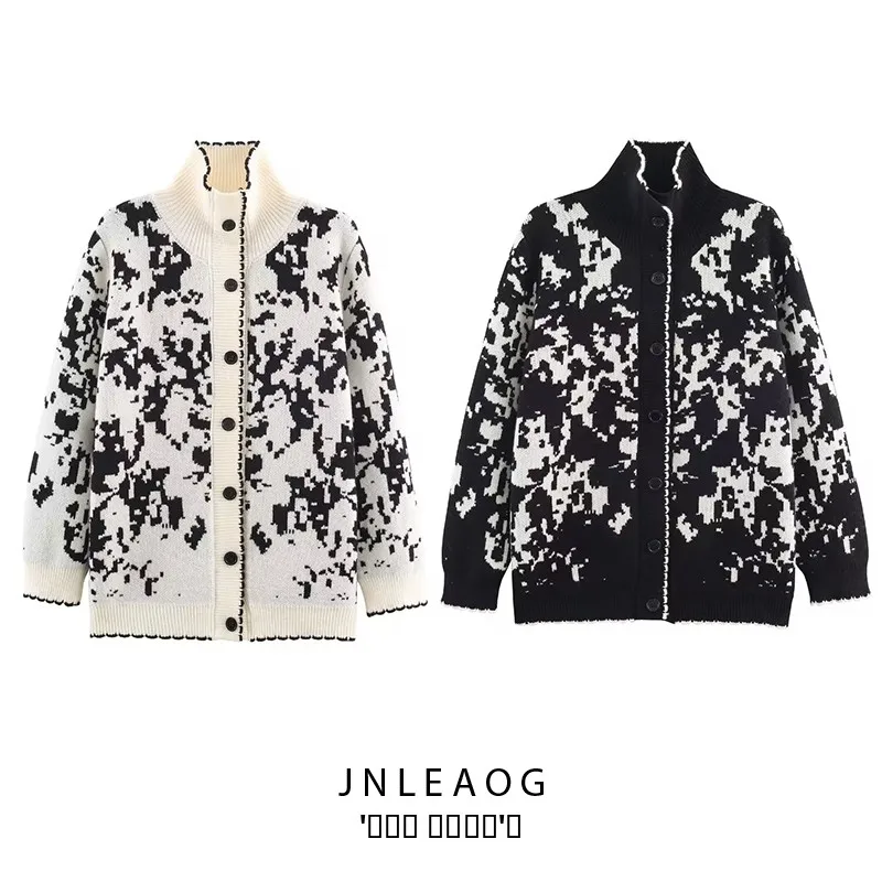 

Faionable Versatile JNLEAOG Knitted Jaet Autumn New Arrival Women's Polyester Fiber Long Sve Regular Length Cardigan