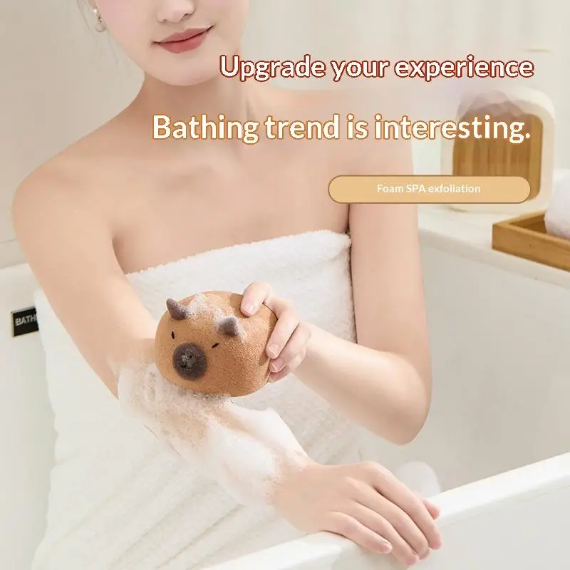 Bath PU Sponge Capybara Shaped Bath Sponge Ball Soft Foaming Back Scrubber For Kids Gentle Exfoliating And Massage Cleaning Tool