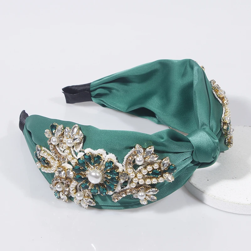 Green Headband New Fashion Full Rhinestones Gorgeous Baroque Head Band Women Ladies Prom Gift Street Hair Accessories Headwear