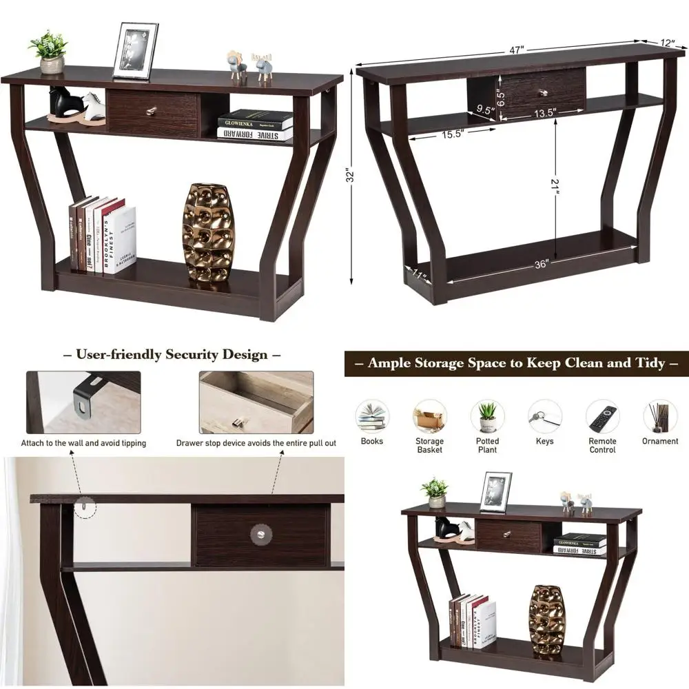 

Giantex Console Table Modern Easy Assembly Entryway Table W/Storage Drawer and Bottom Shelf,Mufti-Functional Home Furniture for