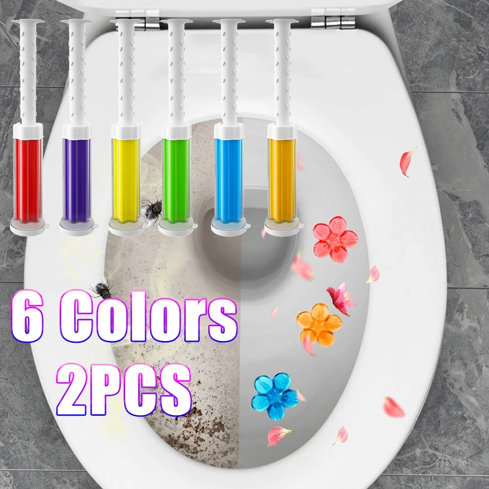 2pcs Toilet Cleaner Gel Deodorant Toilet Gel Air Freshener Aromatic Flower Detergent Bathroom Fragrance Household Cleaning