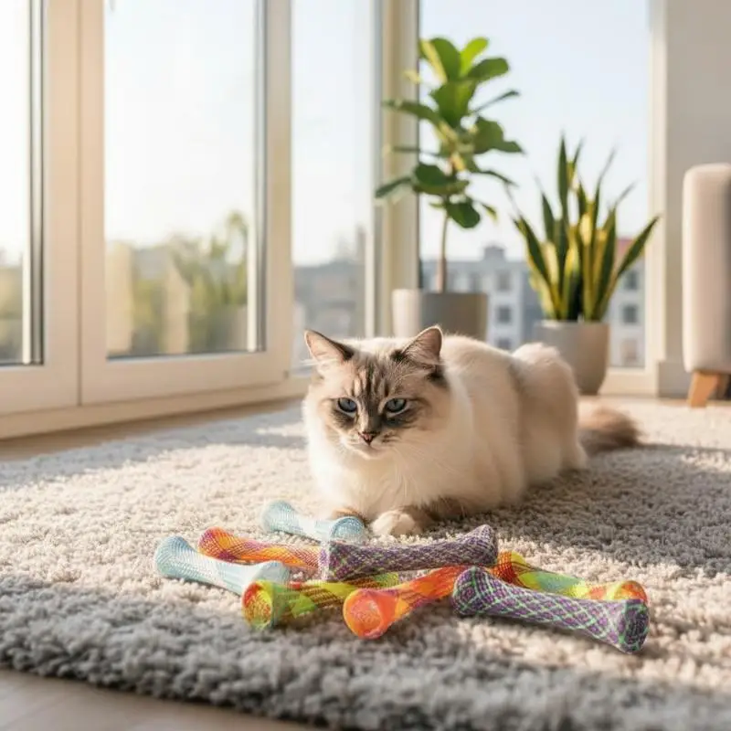 Random Color Bouncing Spring Cat Toy Stick 10Pcs Freely Foldable Interactive Playing Accessory for Pet Daily Entertainment Use