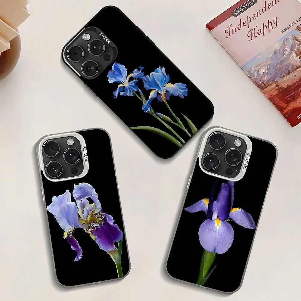 

Fragrant Iris Phone Case For IPhone 17 16 15 14 13 12 11 Pro Max Plus Color Shockproof Back Silver Cover