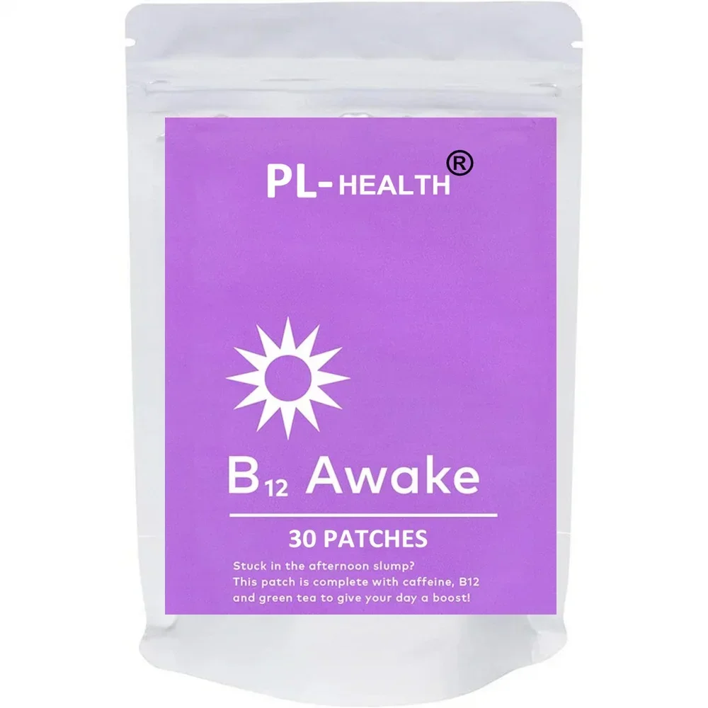 B12 Awake Transdermal Patches with Plant-Based Ingredients, Infused with Caffeine, B12, and Green Tea Extract 30 Patches