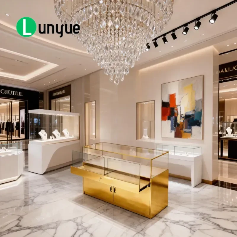 Modern Luxury Jewelry Display Cabinet Metal MDF Glass Showcase for Museum Heritage Exhibition Shopping Mall Store Booth