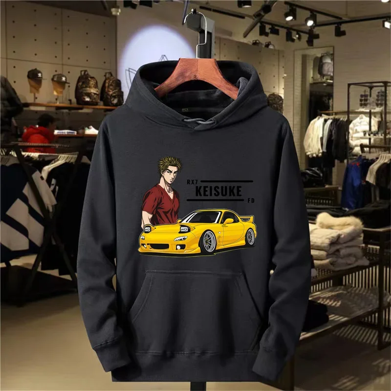 

Fashion Initial D men's hoodie casual hoodie pullover men's top solid color hoodie sweatshirt men's