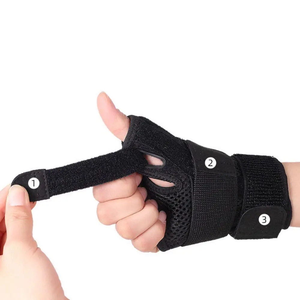 Breathable Wrist Support Brace Adjustable Thumb Strap Black Thumb Wrist Guard Dual Directional Support Mesh Cloth