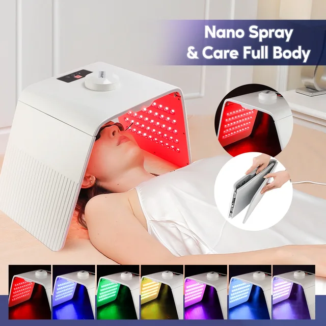 Foreverlily 7-kolorowa maszyna LED Photon Nawilżający skórę nawilżacz do twarzy Nano Spray LED Maska SPA do twarzy i ciała Pielęgnacja skóry