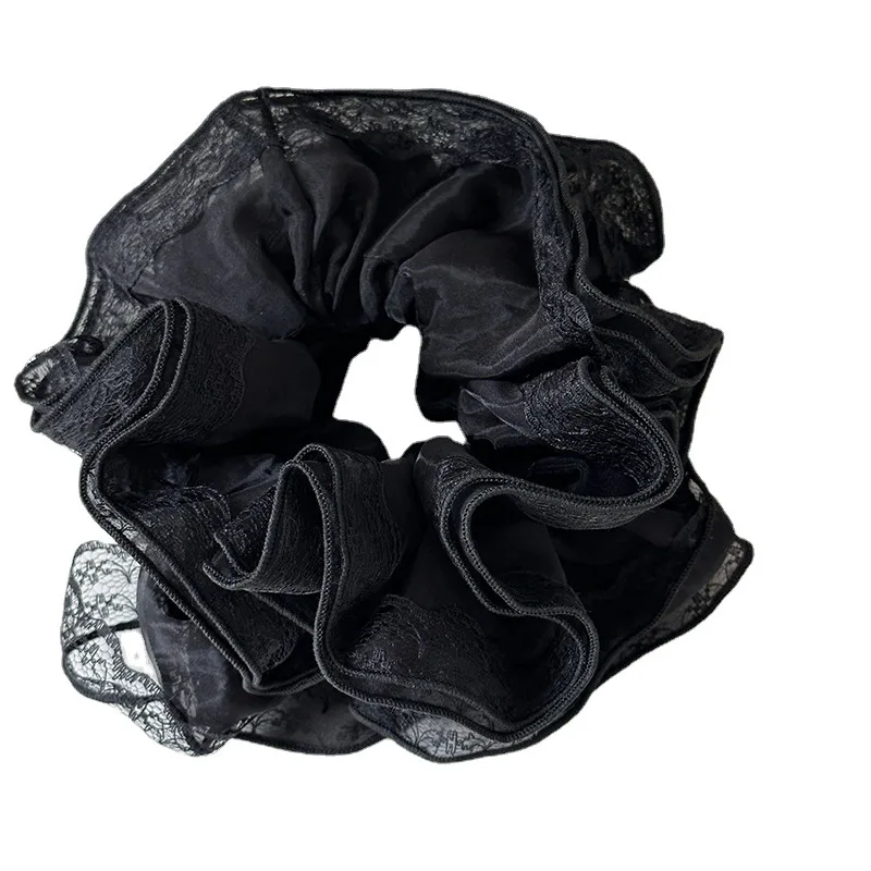 Niche Design Lace Hollowed-out Lace Large Circle Elastic Scrunchie Hair Rope Headflower Hair Accessories Wholesale