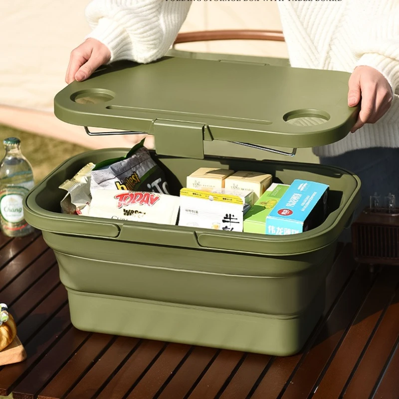 

Portable Outdoor Storage Basket, Multi-functional Foldable Fruit Basket, Convenient Large-capacity Camping Hand Basket with Lid