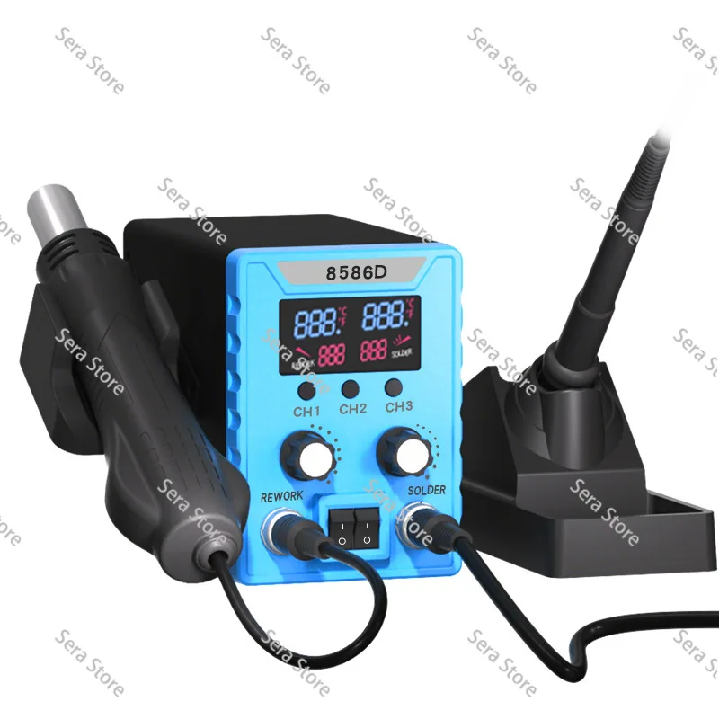 8586 special dual digital display two-in-one electric soldering iron welding table hot air gun welding table 220V