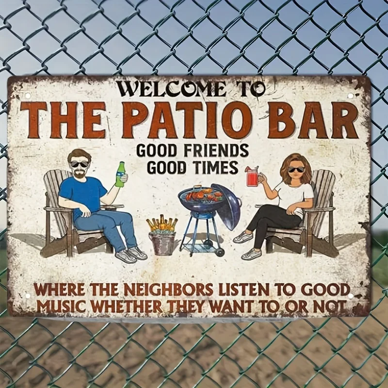 [ Classic Patio Bar Sign]  Metal Sign,Welcome to The Good Friends Times,Grilling Listen Music