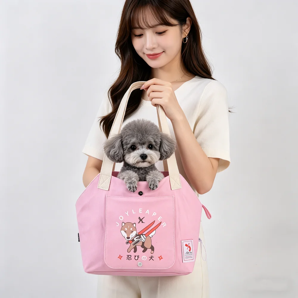 

Pink Canvas Dog Carrier Bag Cat Backpack Transport Bag For Small Breeds Puppy Animal Chihuahua Toy Poodle Outdoor Travel Handbag