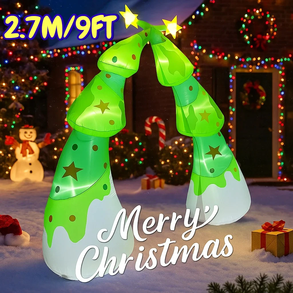 

2.7M/9FT Christmas Tree Archway Decorations Home Inflatable Toys with LED Lights Yard Xmas Ornaments Party DIY Decor Outdoor.