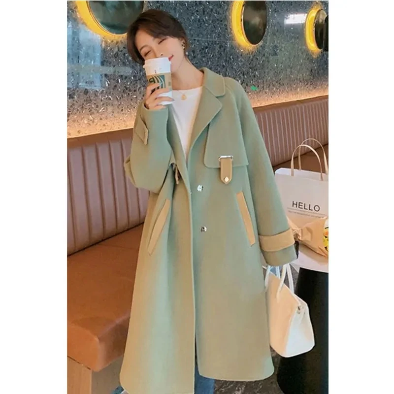 

2023 New Autumn/Winter Korean Edition Temperament Versatile Women's Woolen Coat Medium Length Hepburn Style Female Wool Jacket