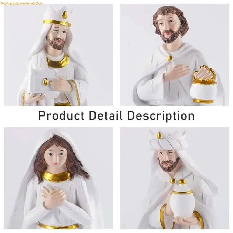 203F Jesus Nativity Scene Bức tượng Giáng sinh Manger Trang trí bộ thông thái nhựa