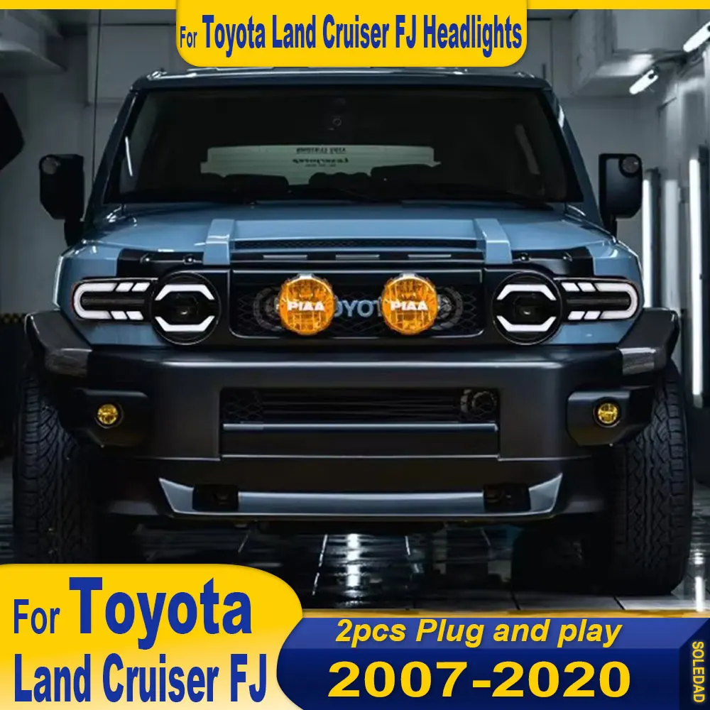 

Автомобильные фары для Toyota Land Cruiser FJ, светодиодные фары 2007 2008 2009 2010 2011 2012-2020, фара FJ в сборе, линза проектора Drl