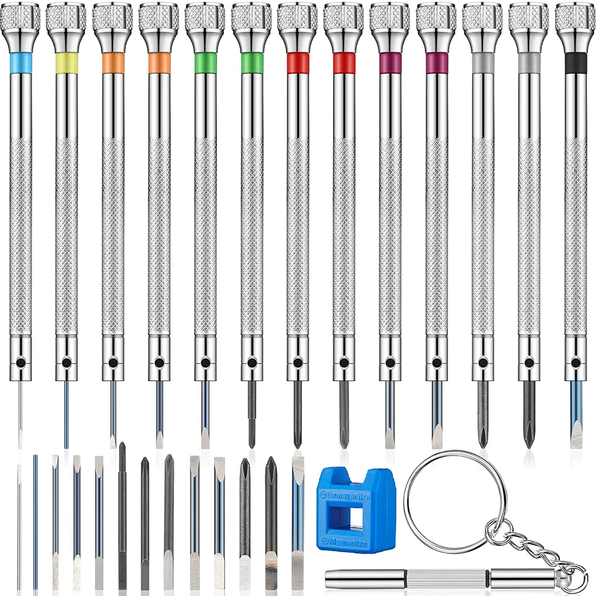 13Pcs 0.6-2.0mm Mini Multi-Function Magnetic Precision Screwdriver Set For Watch Eyeglasses Jewelry Work Electronics Repair Tool