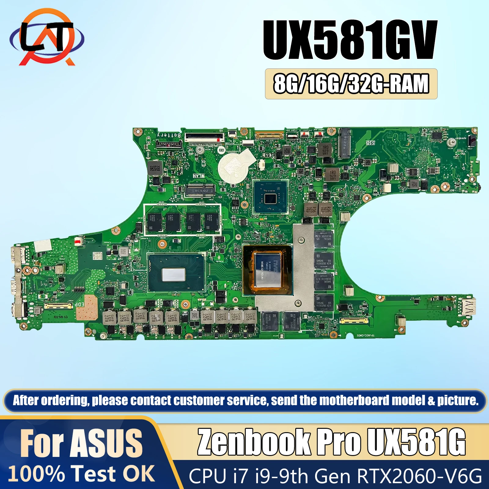 

UX581GV Mainboard support ASUS Zenbook Pro Duo UX581G Laptop Motherboard I7-9750H I9-9980HK CPU RTX2060 RAM-16/32G 3D modeling