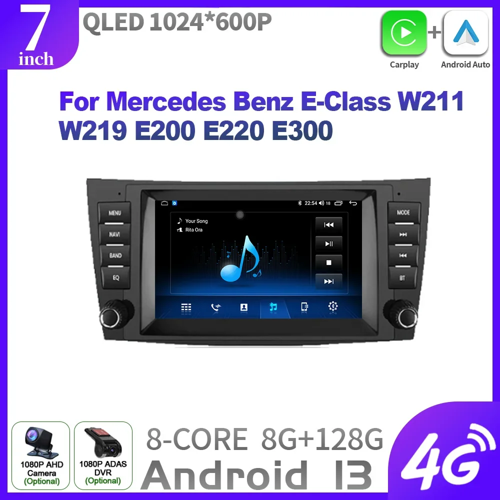 Android 13 For Mercedes Benz E-Class W211 W219 E200 E220 E300 Car Radio Multimedia Navigation Wireless Carplay Stereo