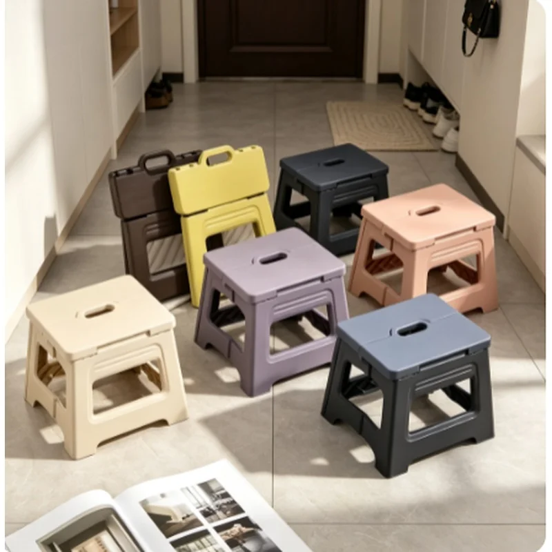 Portable Adjustable PP Stool Non Slip Lightweight Seat Space Saving Kitchen Bathroom Travel Fishing Home