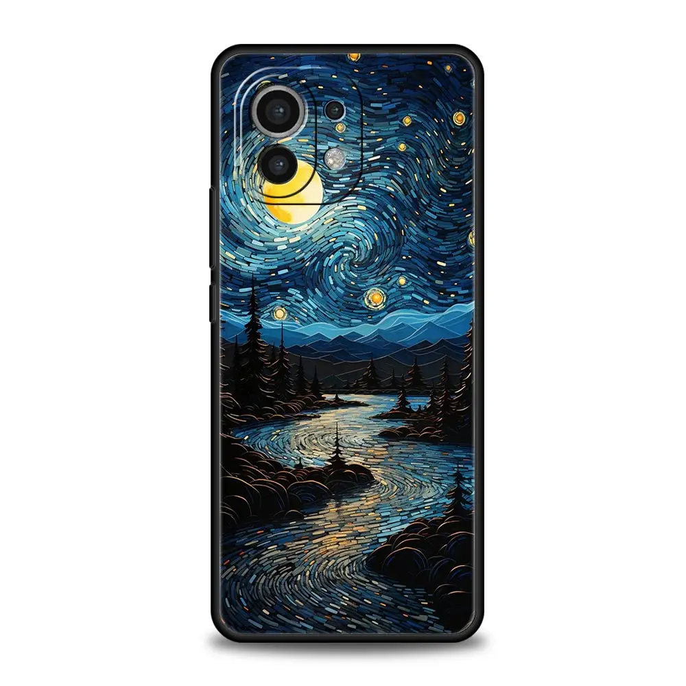 Phone Case For Xiaomi Mi 14 13 12 11 Lite 13T 12T 11x 11T 10T Pro 9T Note 10 Lite Soft Silicone Cover Starry night van gogh