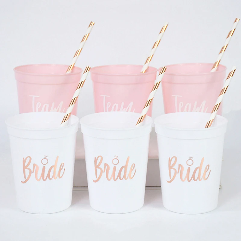 1/11pcs Bachelorette Party Team Bride Plastic Drinking Cups Bridal Shower Gift Bride To Be Hen Party Decor Supplies Wedding Gife view 5