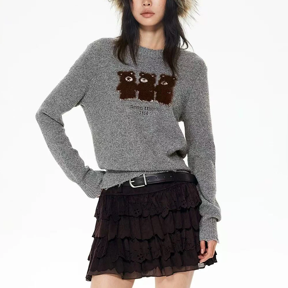 

Warm Soft Women's Knitted Sweater Double Color Design Loose Fit Autumn New Sle Comfortable Breathable Faionable Ladies' Top