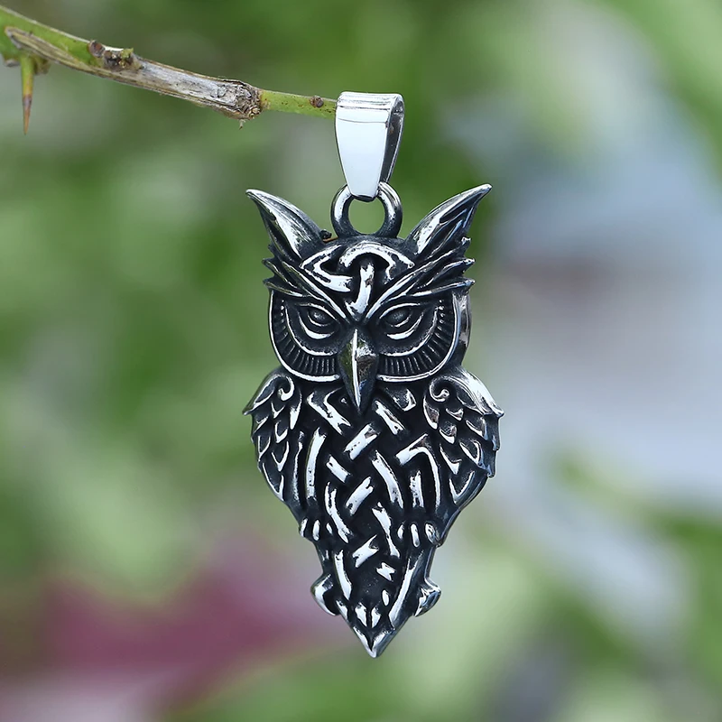 Dropshipping Animal New 316L Stainless Steel Men\'s Owl Pendant Necklace Vintage Good Polished Accessories Party Gift