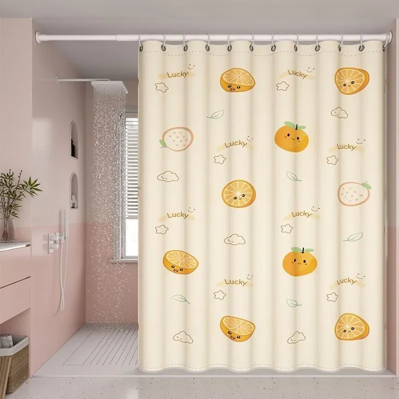 Bathroom Curtain Waterproof Cloth Mold Proof Non Perforated Toilet Shading Curtain Shower Partition Curtain Without Pole ZI725