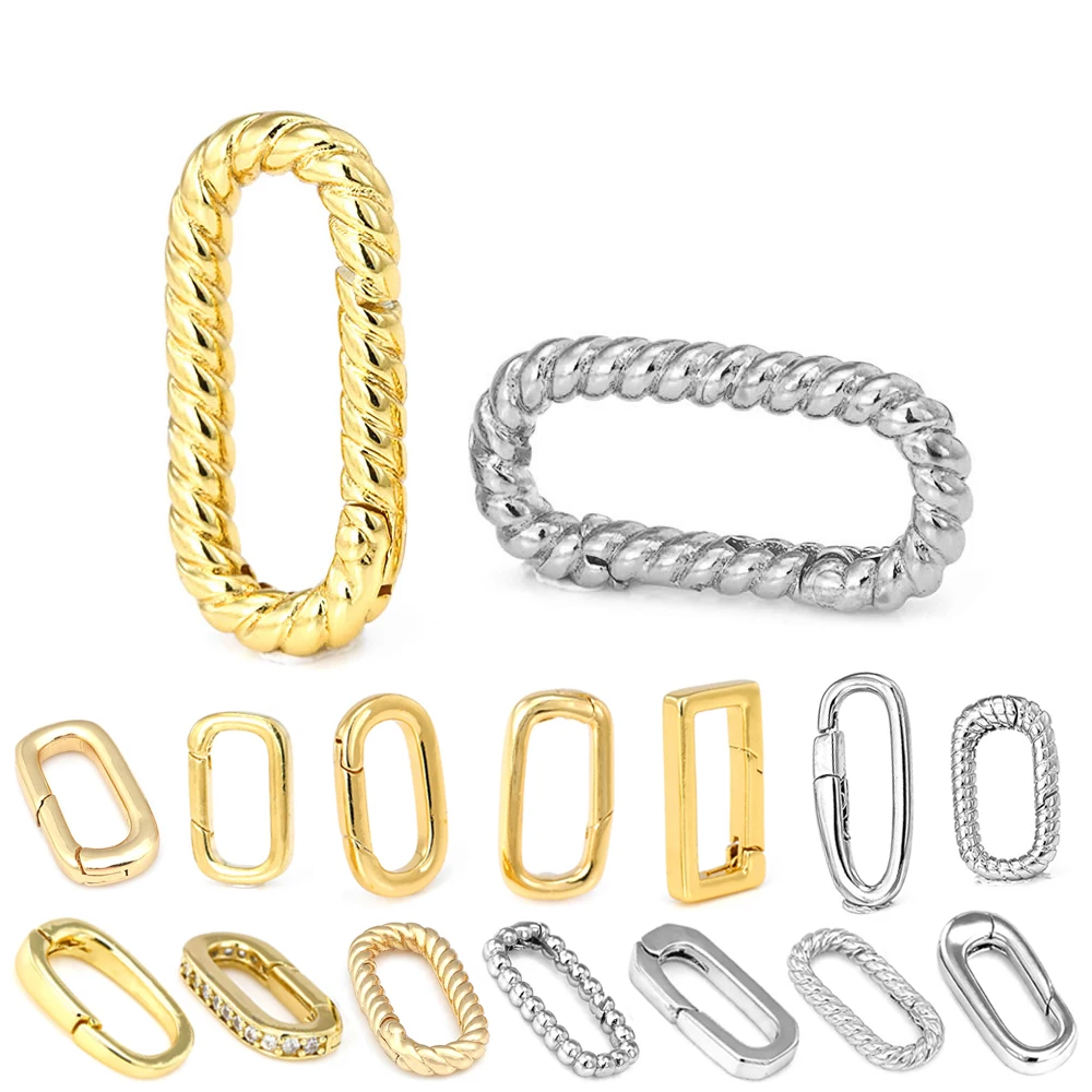 

18K Gold Color Brass Rounded Rectangle Connect Clasps High Quality Diy Necklaces Bracelets Jewelry Accessories Making Materials
