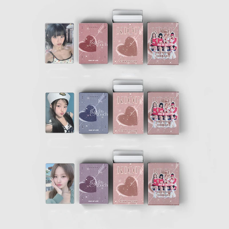 50pcs/set KISSOFLIFE Girl Group Laser Card Album LOMO Card Postcard BELLE NATTY KIOF Greeting Card Luminous Collection Gift