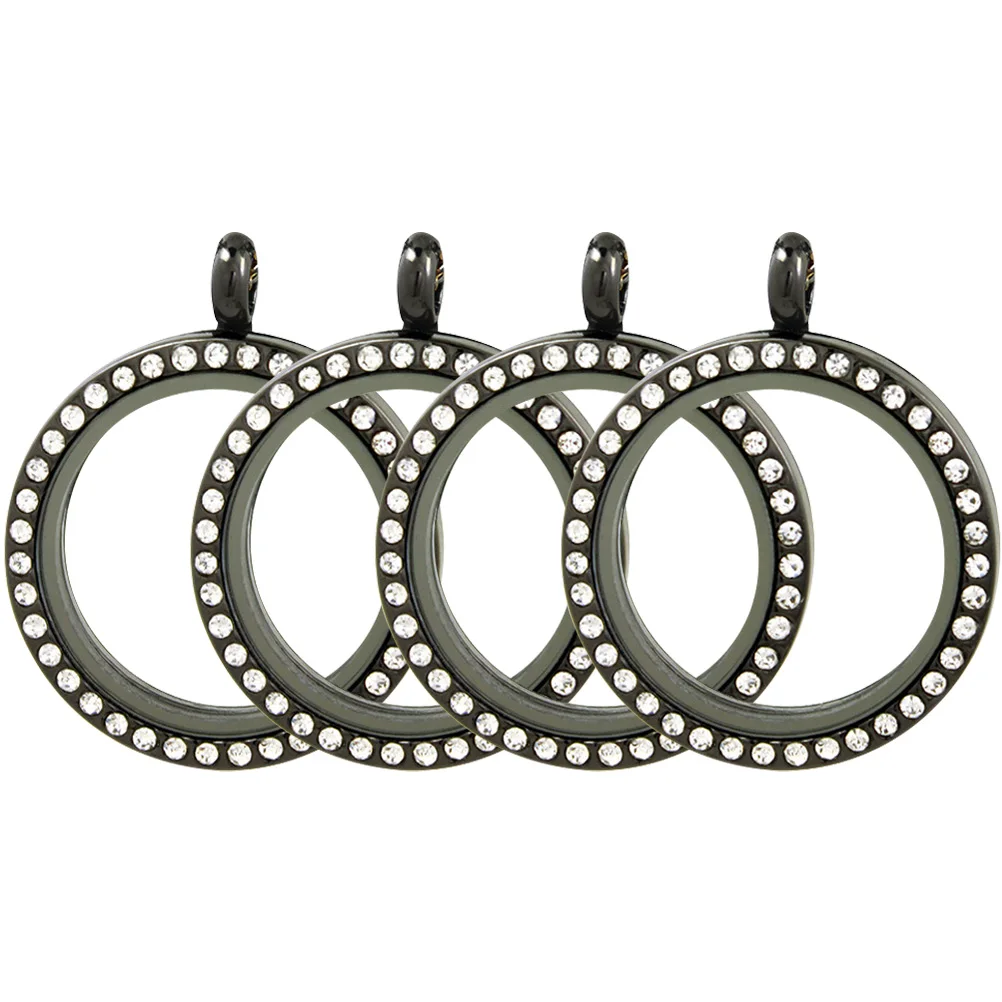 4Pcs Alloy Glass Rhinestone Bezel Photo Pendant Charms Openable Locket With Picture Frame For Necklace Bracelet Jewelry Decor
