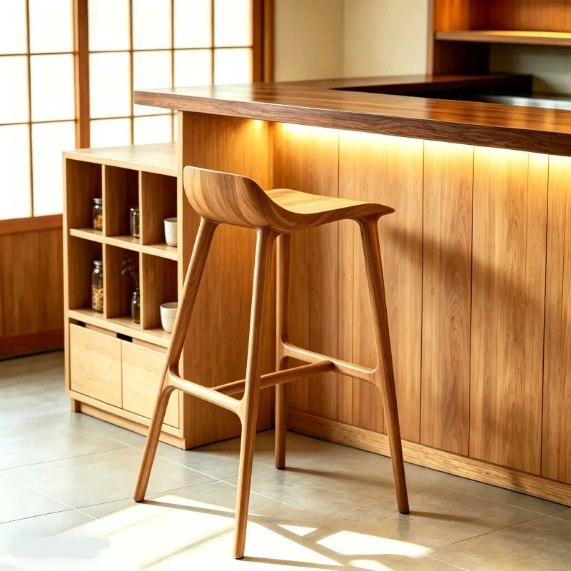Tabourets de bar en bois peu encombrants, chaises de salle à manger uniques et minimalistes pour cuisine, mobilier universel Taburete Alto Salon