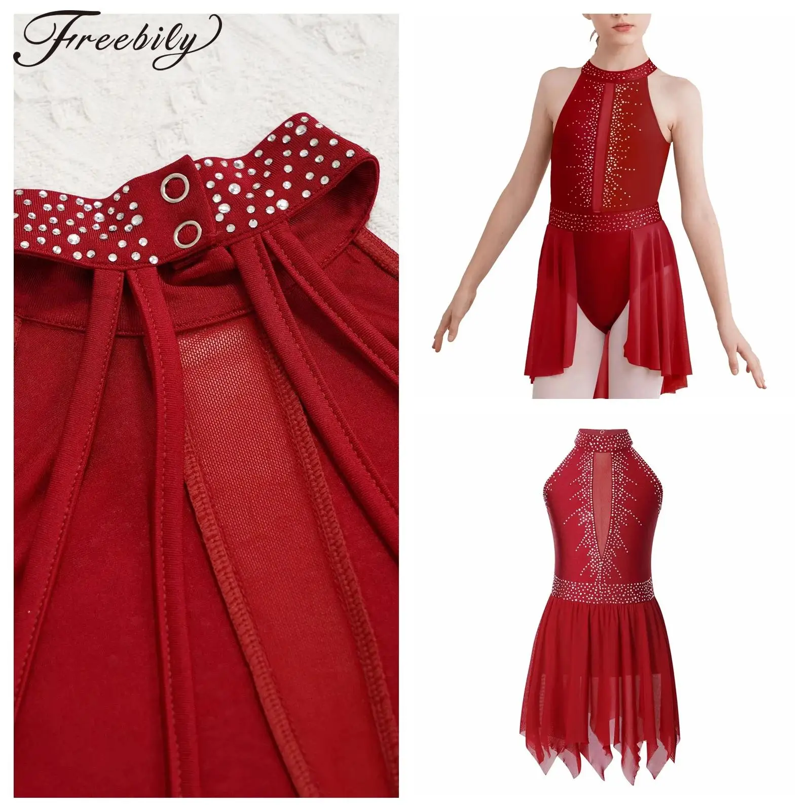 

Детское танцевальное трико со стразами для девочек, балетное платье, лирический современный танцевальный костюм, гимнастический трико, художественная одежда для катания на коньках