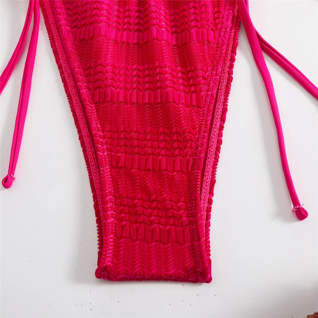 3-teiliger Bikini mit Rock, Neckholder und hohem Beinausschnitt, Damen-Badeanzug, dreiteiliges Bikini-Set, Damen-Bademode, Badeanzug, Schwimmanzug V6506 – Detail 12