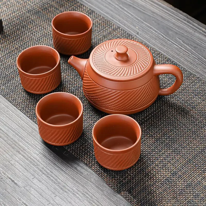 Fengming Purple Sand Tea Set, Bird Teapot, Household Gongfu Teaware, Tea Cup and Teapot, Japanese Style,Health Peace Drinkware