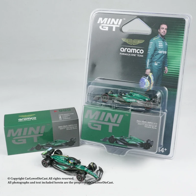 1:64 AMR24 # 14 # 18 F1 coche de carreras 2024 Bahrain aleación gran Finale modelo de coche de simulación en miniatura, juguete personalizado