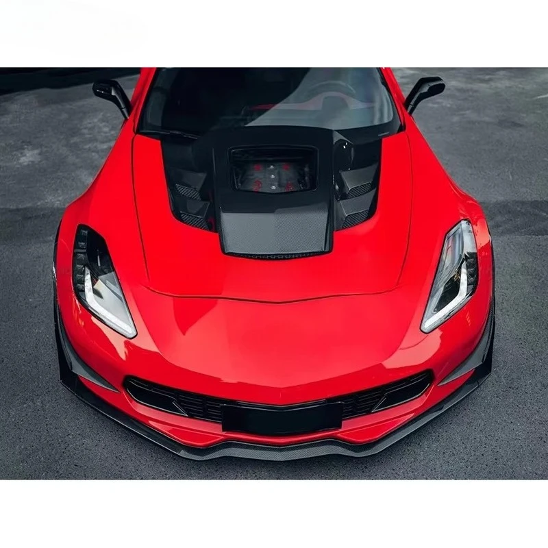 Upgrade Forged Carbon Fiber Car Hood Bonnet With Glass for Chevrolet Corvette C7 Z06