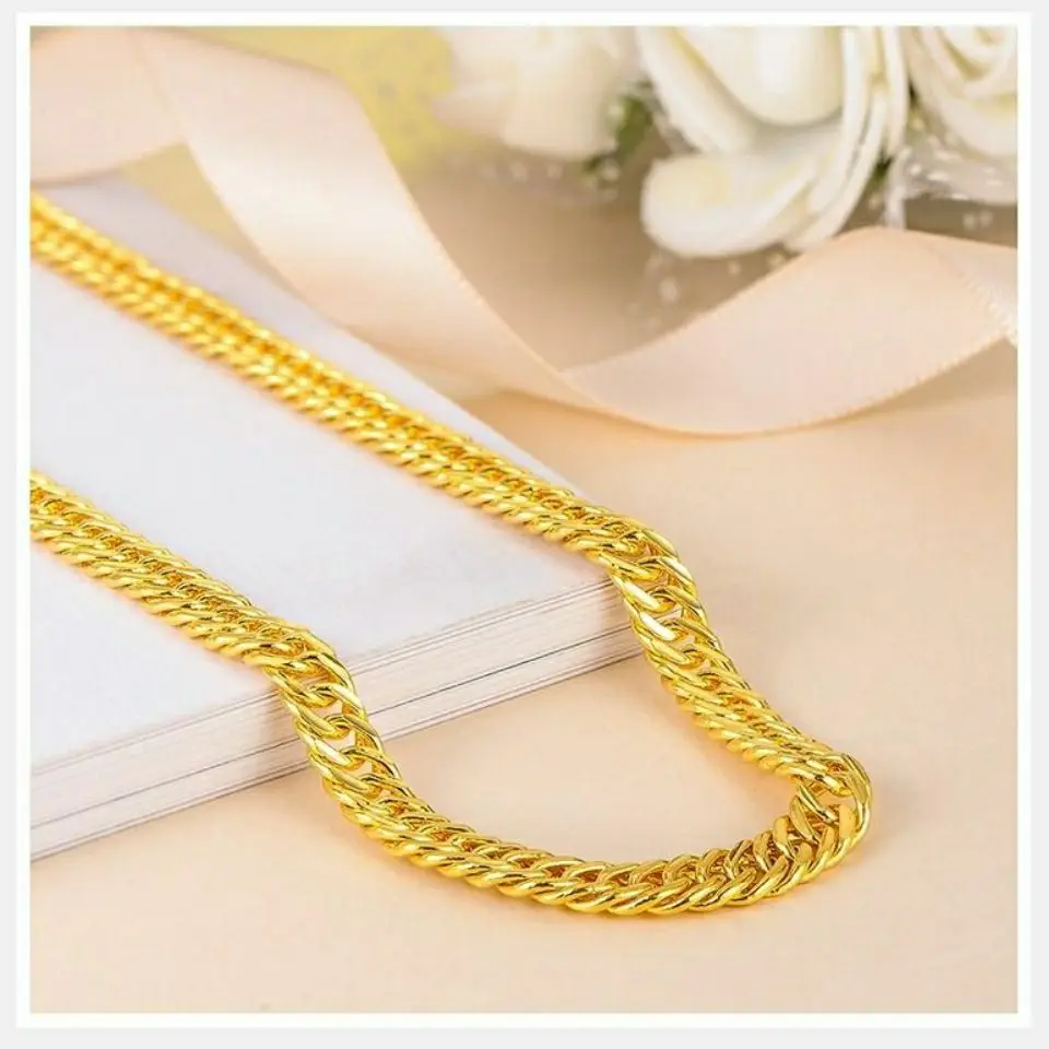 Simulatie 100% Pure 18K Gold Big Boss Ketting Heren Trendy Mannen Persoonlijkheid Ketting Dominante Dikke Bandjes Real gouden Sieraden