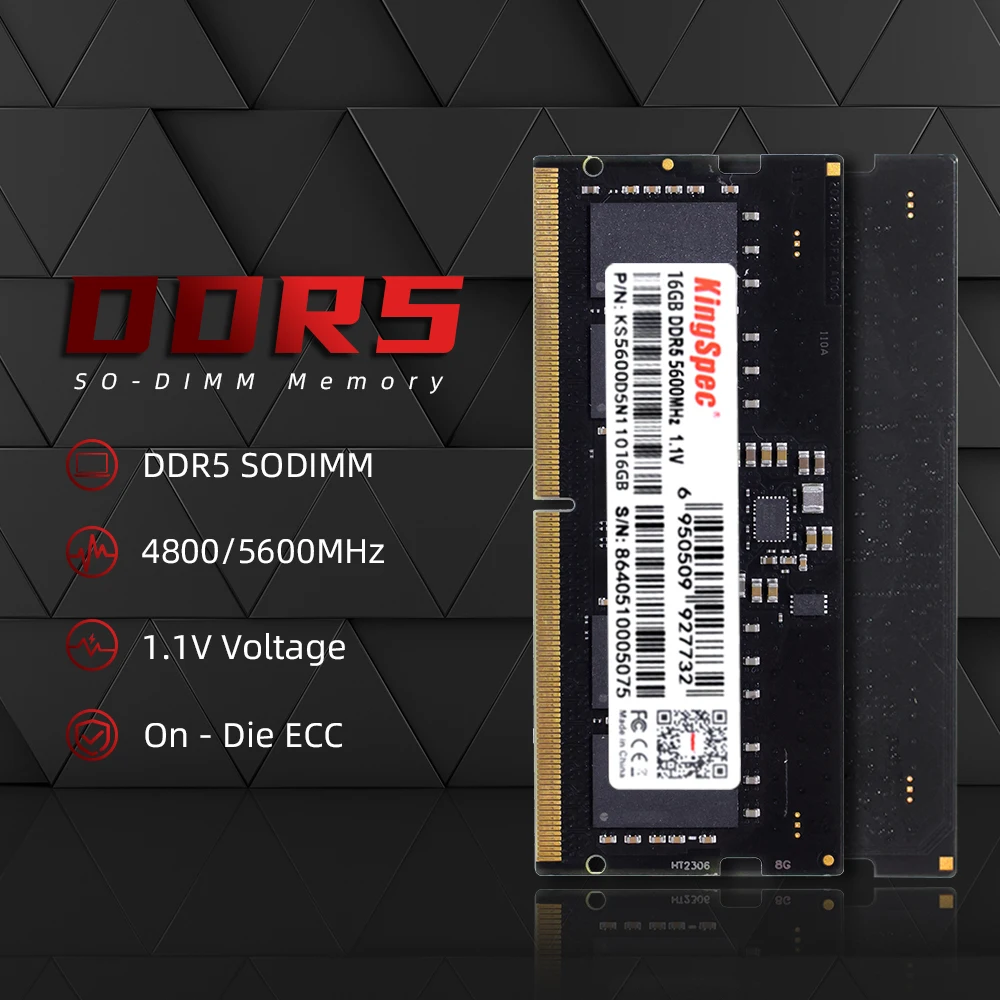 Imagem -02 - Kingspec-memória Laptop Ecc Ddr4 3200mhz Ddr5 4800mhz 5600mhz Sodimm 1.1v Cl40 Cl46 16gb 32gb