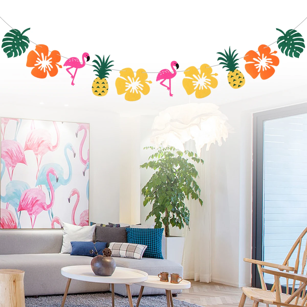 

Flamingo Party Banner 3M Nonwovens Garlands Summer Decorations Pineapple Kids Birthday Tropical Bunting Paper Sturdy