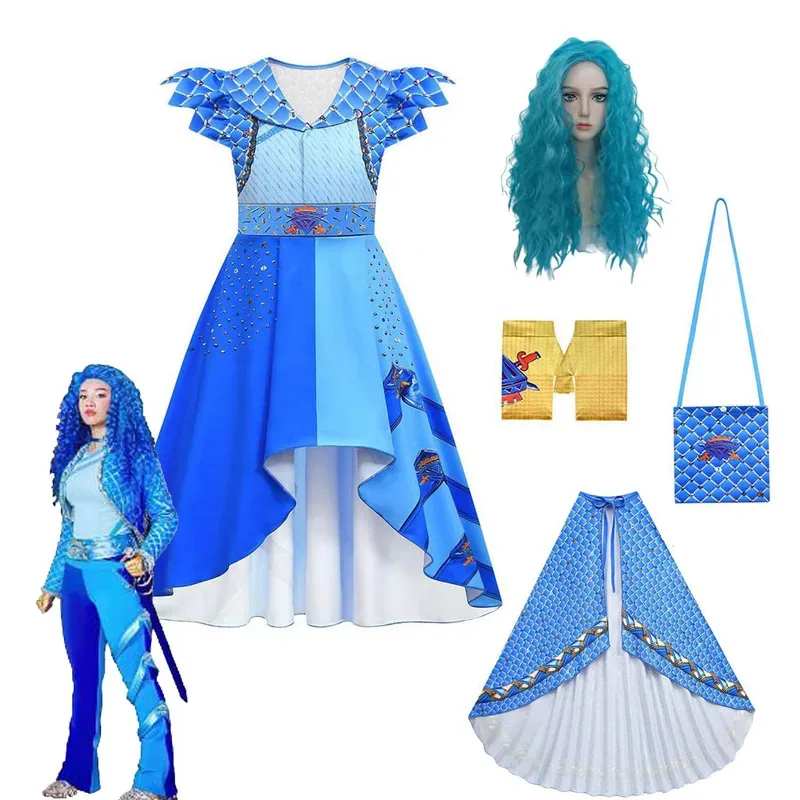 أزياء الأطفال D-Descendants4 التأثيرية للفتيات ملابس ذات طابع أحمر فستان كلوي التأثيري أزياء أداء الهالوين