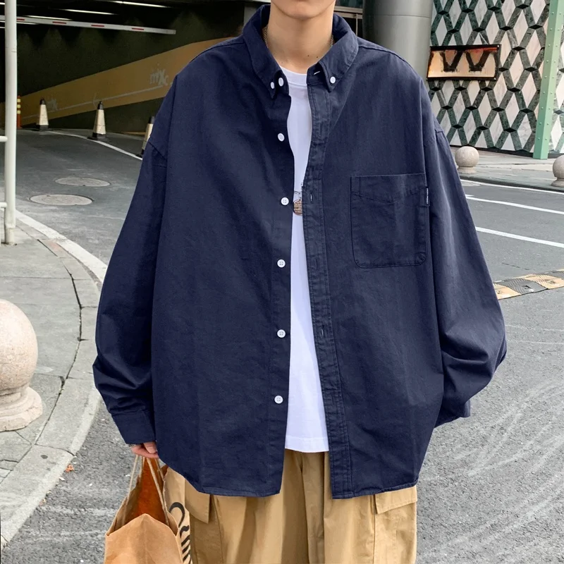 

CityBoy Pure Color Long Sleeve Cotton Shirt Unisex Collar Stand up Design Casual Outerwear for Youth Autumn Fashion Trend