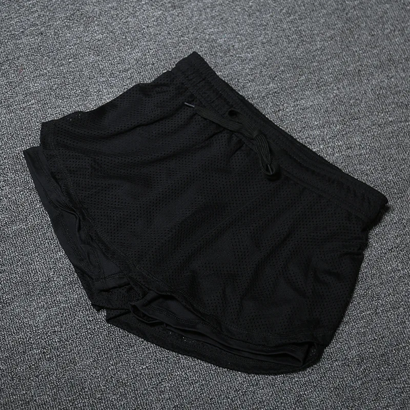 Pantalones cortos deportivos de verano para mujer, Shorts de YOGA finos de secado rápido, holgados, a prueba de luz, para Fitness, color negro, 2022